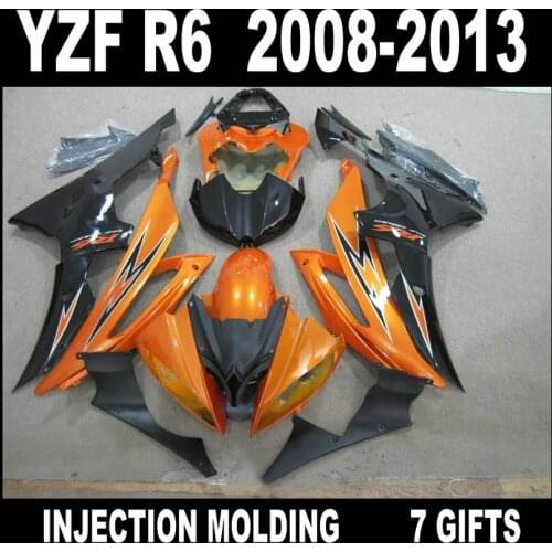 7 gifts body kit for 2008 2009 - 2013 YAMAHA R6 fairings saffron yellow flat black fairing kit 08 09 10 11 12 13 YZF R6 FTG64