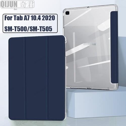 Tablet case for Samsung Galaxy Tab A7 10.4" 2020 Leather Smart Sleep wake Trifold Stand Solid cove funda bag for SM-T500 SM-T505