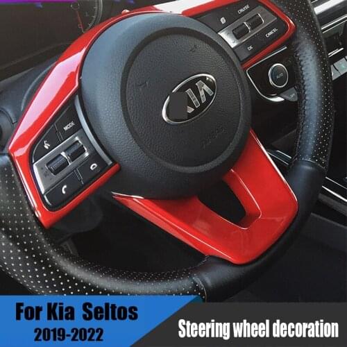 For Kia Seltos KX3 2019-2022 steering wheel cover aluminum alloy ABS button decorative frame modification upgradee