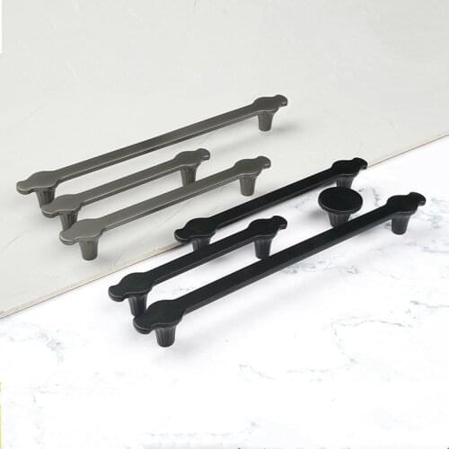 Black Zinc Alloy Handle Furniture Hardware Nano Gray Wardrobe Drawer Knob Golden Brass Brushed Cabinet Door Long Handle