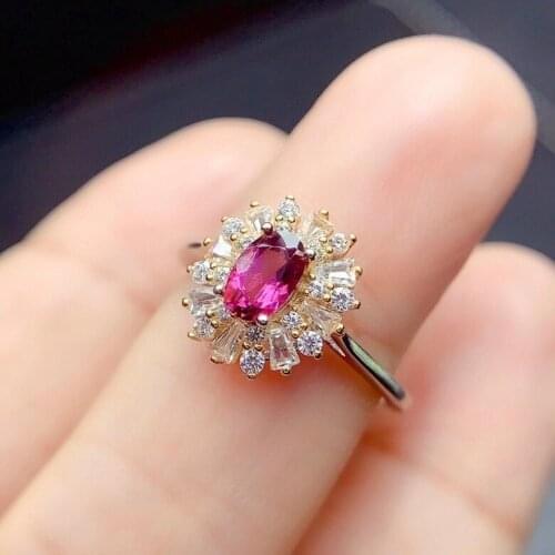 CoLife Jewelry Fashion Silver Gemstone Ring 4mm*6mm VVS Grade Natural Garnet Ring for Daily Wear 925 Silver Garnet Jewelry