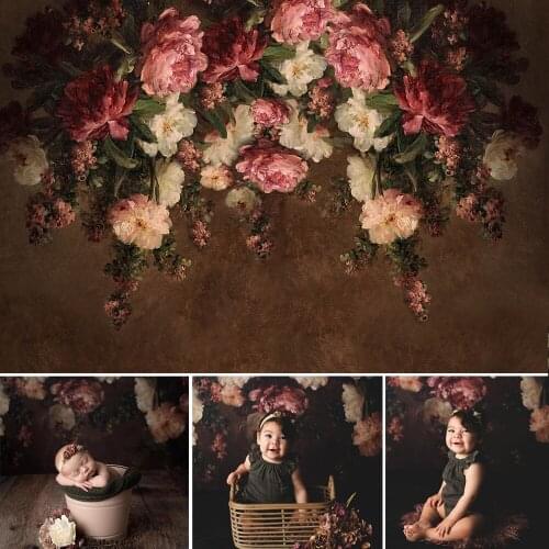 Baby Floral Photography Backdrops Kids Girl Portrait Backdrop Real Flower Decoration Background Old Master Painting Photo Studio