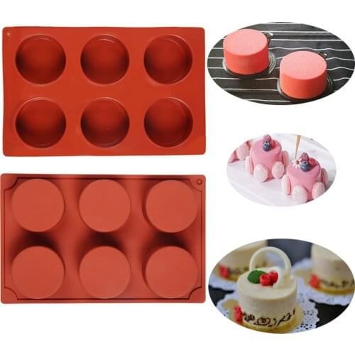 New 6 Cavity Cylinder Silicone Cake Mold Cookies 3D DIY Handmade Kitchen Reuse Baking Tools Decorating Mousse Making Mould