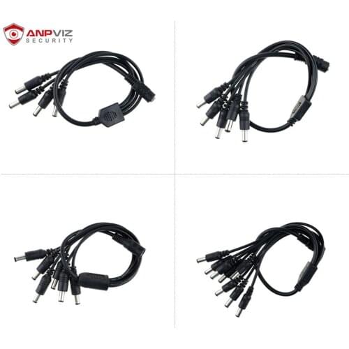 Anpviz DC Power Cable 1 Female to 2,3,4,5,6,8 Male Plug Splitter Adapter for Security CCTV Camera and LED Strip