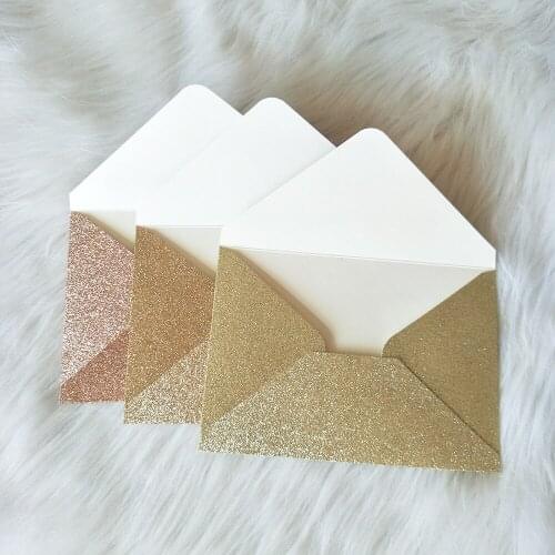 250g A7 Champagne Gold Silver Glitter Envelope 195x135mm(7.6x5.3inch) for Wedding Invitation Pocket Bag for Cards 25pc