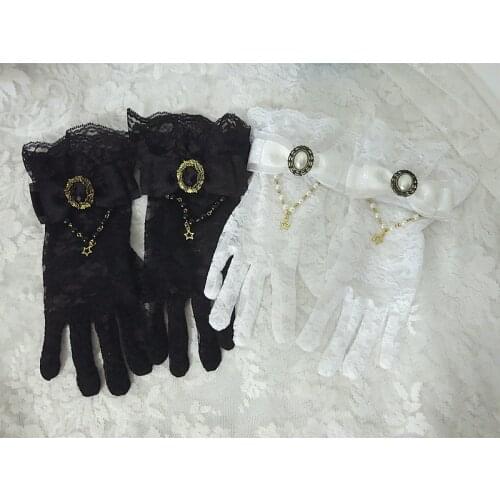 Lolita Bride Gothic KILL Dark Bow Gorgeous Lolita Versatile Lace Gloves Hand Cuff