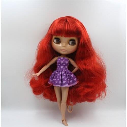 Blygirl Nude dolls red bangs curls more joints body 19 joints Tan skin DIY dolls can replace the body