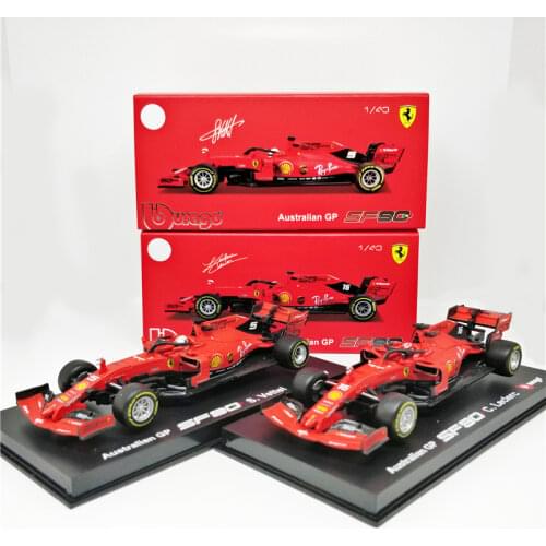 BBurago 1:43 F1 2019 SF90 #5 Sebastian Vettel #16 Charles Leclerc Signature Series Racing Diecast Car