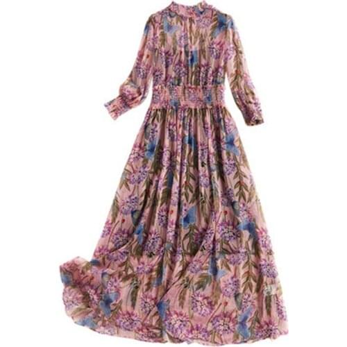 Lovepeapomelo Long Women Spring Dress Print Prairie Chic Ankle-length New Womens Clothing In 2019 High Quality Vestidos 618