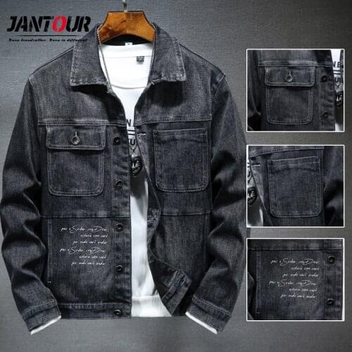 Brand 2020 New Jacket Men Fashion Letter Embroidery Denim Jacket Thicken Turn-Down Collar Winter Jacket Men Big Size M-4XL