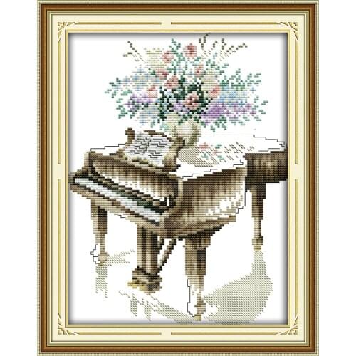 Grand piano Beginner Cross Stitch Kits Printed Canvas DMC Counted printed Cross-stitch set Embroidery Needlework Kit DIY