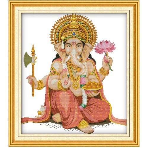 Trunk Kwan-yin cross stitch kit Animal in winter snow 14ct 11ct count print canvas stitching embroidery DIY handmade needlework