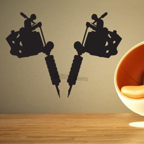 Tattoo Machine Gun Sign Wall Decals Art Vinyl Sticker Art Mural Decal Wall Decor For Tattoo Studio Removable Wallpaper H260
