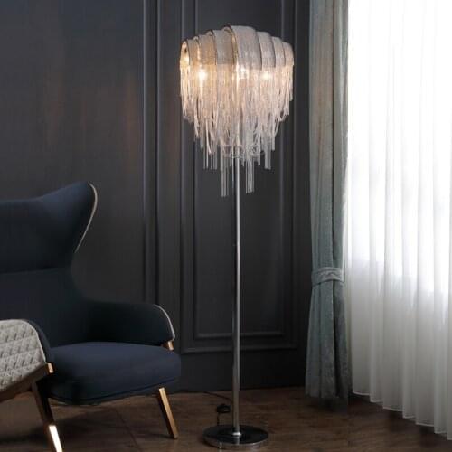 Postmodern tassel floor lamp Italian engineering model room chain lamp living room bedroom personalized decorative lamps