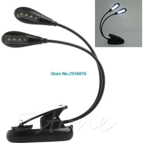 8 LED Book Reading Table Light Lamp Bright Dual Flexible Adjustable Double Goosenecks Clip-on Arm Study Music Desk Light MY25_45