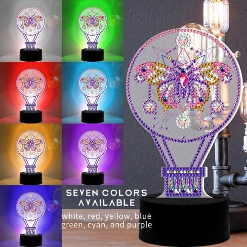 New Lamp DIY LED Diamond Painting Night Light Purple Butterfly Special Shape Diamond Embroidery Cross Stitch Home Decoration