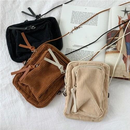 New Women Tote Bag Vintage Corduroy Shoulder Bag Casual Tote Handbag Solid Women Bag
