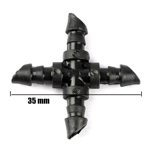 200pcs New 4/7mm Irrigation Hose Cross Connector 4-Way Water Pipe Splitters Micro Irrigation Tube Barbed Connectors