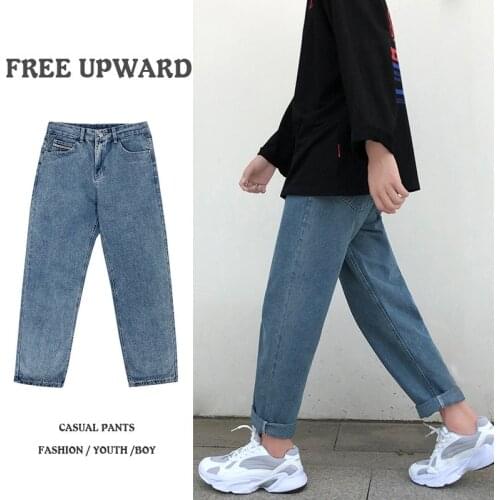 Autumn and winter 2020 Denim mens ins Harajuku style loose brand jeans trend bf wind retro student straight jeans men