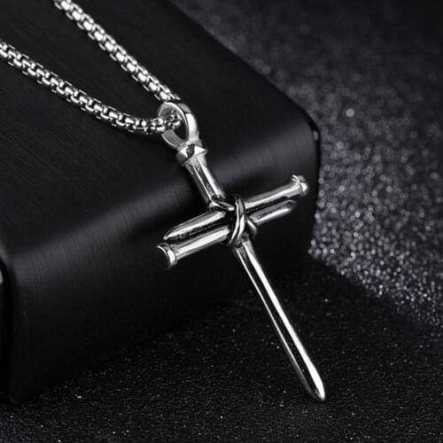 New Hip-hop Splicing Nail Cross Necklace Mens Gold Stainless Steel Jesus Christ Cross Pendants Necklaces Hip Hop Jewelry