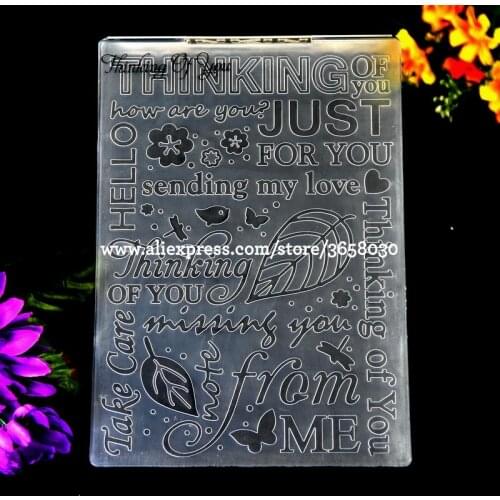Thinking Of You sending my love Plastic Embossing Folder For Scrapbook DIY Album Card Tool Plastic Template 12.5x17.8cm 8070862