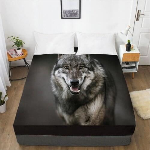 3D HD Digital Printing Custom Bed Sheet With Elastic,Fitted Sheet Twin King,Animal Gray Wolf Bedding Mattress Cover 150x200CM