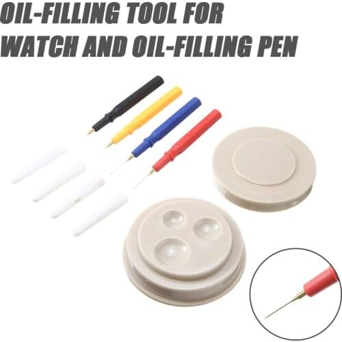 Shellhard Professional Watch Oiler Kit Watchmaker Repair Tool Watch Oiler Set 1 Oil Cup 4 Oil Pen Assortment Watch Tool Kit