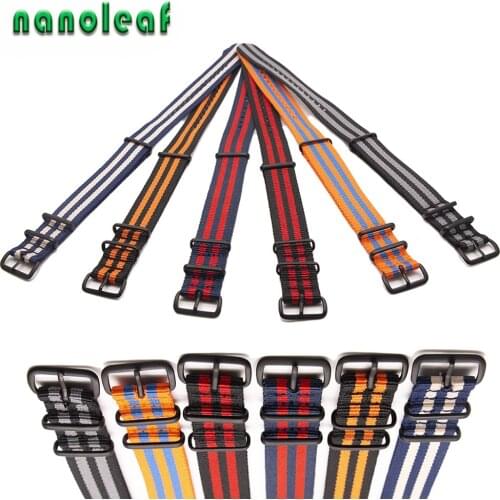 Replacement Strap Colorful Nylon Watchband Black Stainless Steel Buckle Canvas Watch Band Soft Breathable 18MM 20MM 22MM 24MM