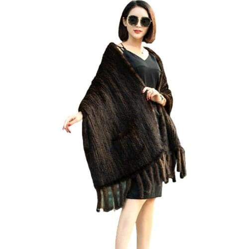 New Vogue Mink Skin Fur Scarf With Wide Winters And Thickened Weave Mink Fur Shawl