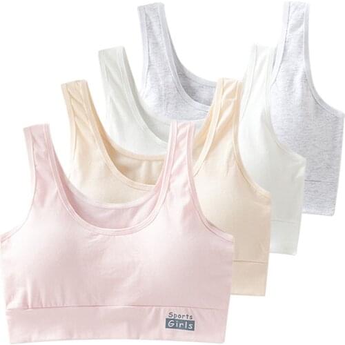 4pcs/lot Girls Sport Bras Teenager Training Bra Clothing 9-18 Years Adolescente Kids Underwear Push Up Teens Bra with Chest Pad