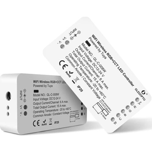 GLEDOPTO DC12-24V RGB+CCT/RGBW Tuya Smart LED Strip Controller WiFi Voice Control Work With Echo Google Home Smart Life APP