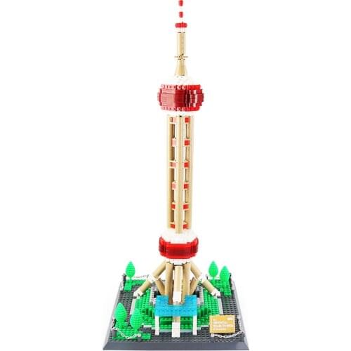 Wange 5224 World Famous Architecture Oriental Pearl Tower Stereo Model DIY Inserted Building Blocks Toys For Children