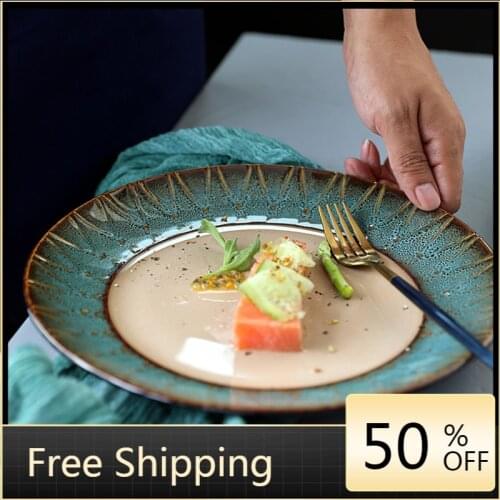 European Style Green Dinner Plates Porcelain Vintage Fruit Tray Ceramic Dessert Food Plate Salad Snack Vajilla Home Decor HX50DP