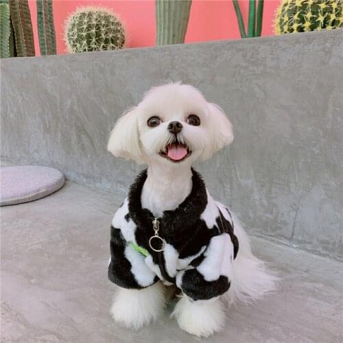 Winter Warm Pet Dog Clothes Cats Jacket Outfit Small Medium Dogs Designer Milk Cow Fur Jackets Puppy Dog Clothes Coat Schnauzer