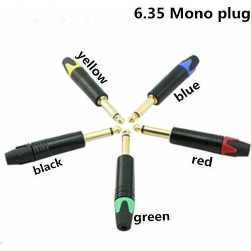 10pcs/lot Mono/Stereo Jack 6.35mm Male Plug Wire Connector Guitar Microphone MIC 6.3MM Plug Audio Connector Factory Wholesales