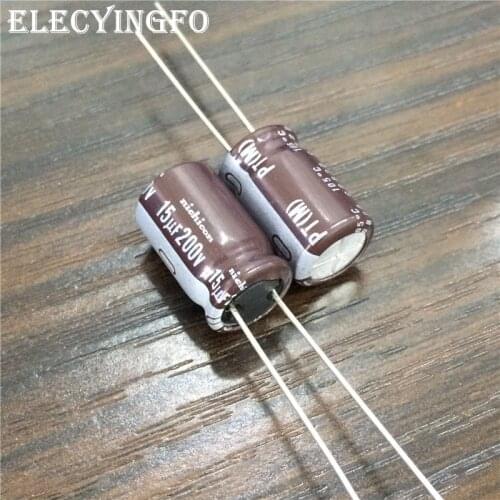 100pcs 15uF 200V Japan NICHICON PT Series 10x16mm High Ripple Current Long Life 200V15uF Aluminum Electrolytic Capacitor