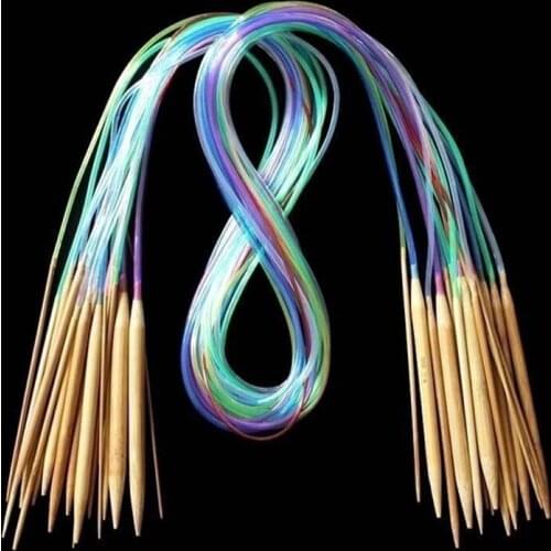 18pcs 40cm 60cm 80cm 100cm 120cm Multicolor Tube Circular Carbonized Wood Knitting Needles 2.0-10.0mm Crochet Hooks Sewing Tools