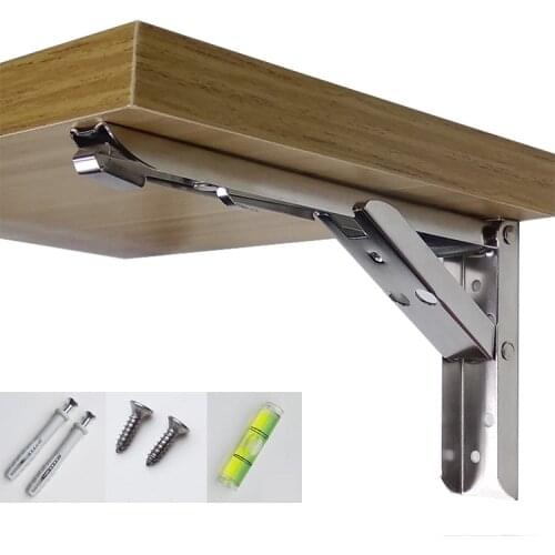 2Pcs Max Negative Heavy 65kg 8-14 inch Folding Stainless steel Bracket Triangular Release Support with install parts