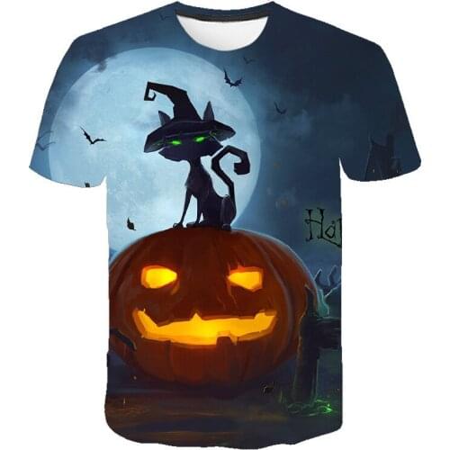 2021 Happy Halloween Day 3D Short Sleeve Funny t shirt Pumpkin Face T-shirts Print Men/Women Summer T Shirts Tops Tee s-6xl
