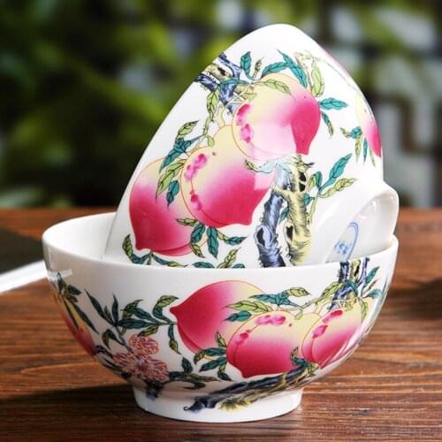 5-8 inch colorful peach Dinnerware Home Kitchen tableware bone china rice noodles bowl Ramen Mixing Bowls
