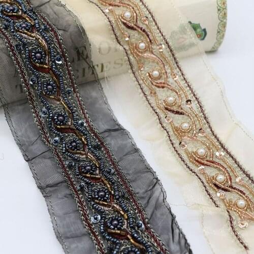 5 yards Mesh handmade beaded lace hem DIY hair accessories