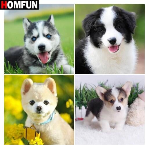 HOMFUN DIY 5D Diamond Painting "Puppy dog animal" Full Diamond Embroidery Sale Picture Of Rhinestones For Festival Gifts