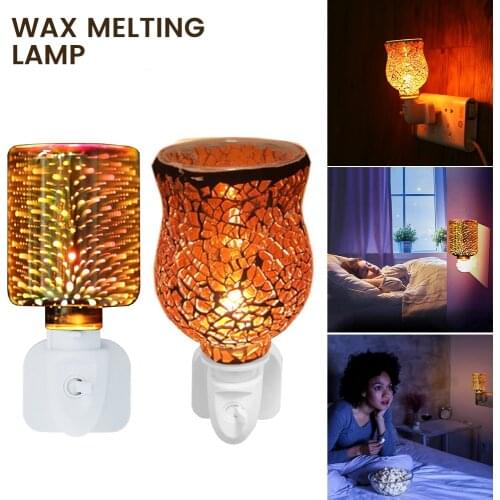Fragrance Warmer Plug-in Safe Aromatherapy Heater Glass Wax Melt Warmer With Effect Night Light For Home Bedroom