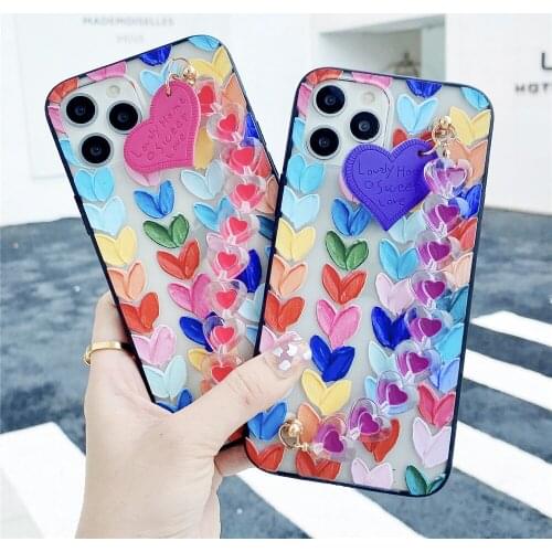 Lovely Graffiti Oil Painting Phone Case For iPhone 11 12 mini Pro Max XS X XR 5 5S 7 8 6 6S plus SE 2020 bracelet Cases Cover