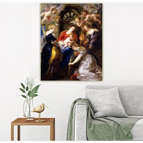 Citon Peter Paul Rubens《Crowning of Saint Catherine》Canvas Oil Painting Artwork Decorative Picture Wall Decor Home Decoration