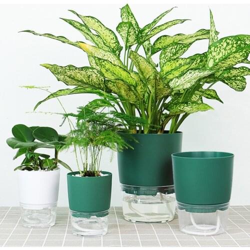 Watering Planter Handmade 2 Layer Self Watering Plant Flower Pot With Water Container Round Flowerpot Home Garden Decor