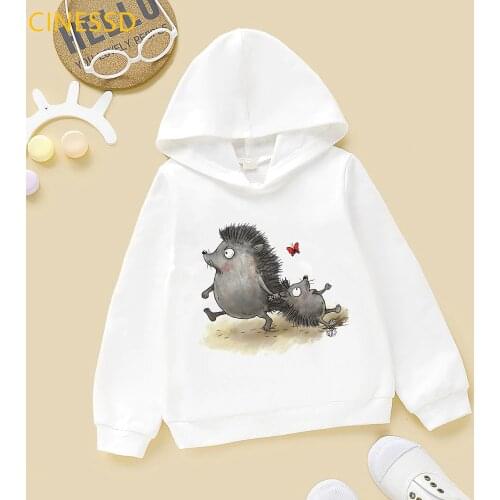 Funny cartoon Hedgehogs animal print kids hoodies winter 2020 lovely childrens sweatshirt teen student clothes velvet tracksuit
