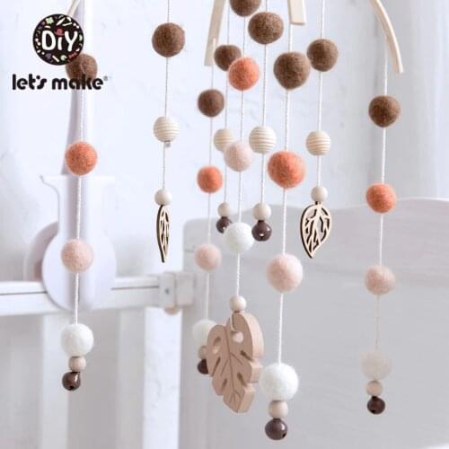 LetS Make Baby Mobile Felt Balls Pom Pom Wind Chimes Bell Toys For Kids Wool Soother Crib Hanging Rattle Nursery Decor Baby Toy