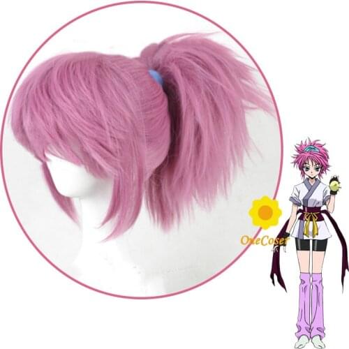 Anime Hunter x Hunter Machi Cosplay Pink Wig Action Figure Heat-resistant Fiber Hair + Wig Cap Halloween Party Men Women