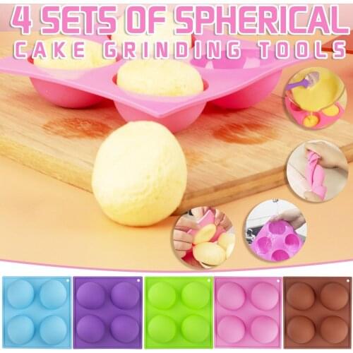 Kitchen Cake Mold 4 Cups Half Ball Sphere Silicone Cake Mold Muffin Chocolate Cupcake Cookie Baking Mould Decorative Cake Mould